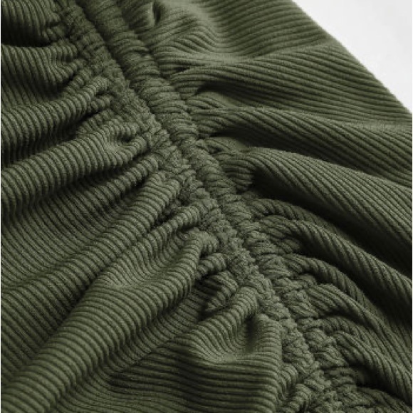 New with Tags - Rib Button Drawstring Ruched Midi Dress - Picture 3 of 6